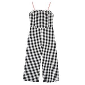 Nordstrom Kids' Ruffle Tank Jumpsuit In White/ Black Gingham 7-8Y